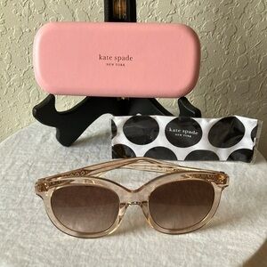 Kate Spade: Lillian Crystal Beige Sunglasses- Brown/Pink gradient- Case & Cloth